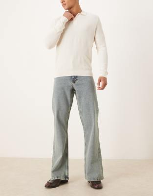 Asos Design Wide Flared Jeans In Gray