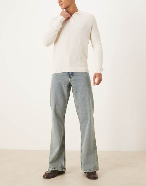 ASOS DESIGN wide flared jeans in mid wash blue - view 1