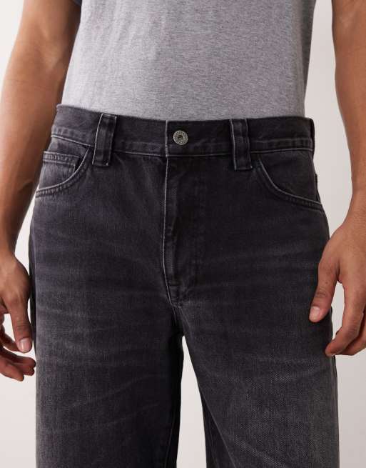 ASOS DESIGN wide flared jeans in washed black, 4 of 5