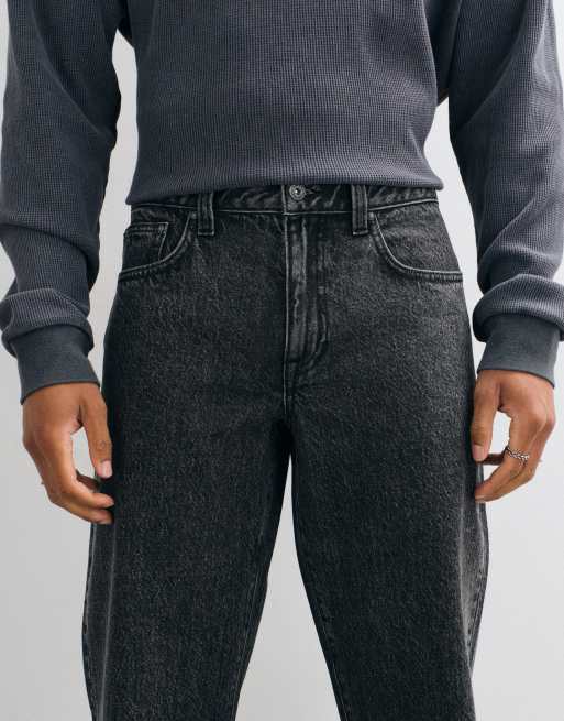 ASOS DESIGN wide flared jeans in washed black, 4 of 5