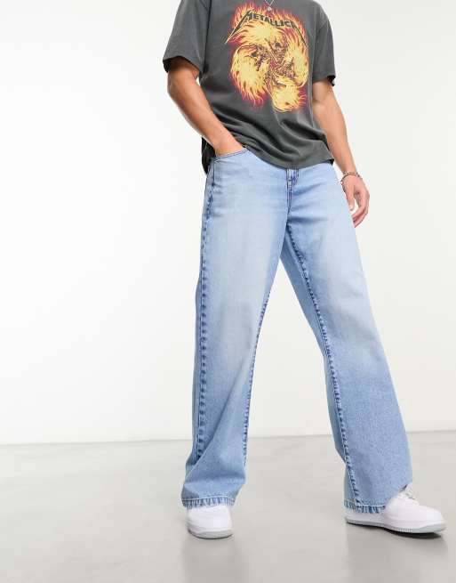 ASOS DESIGN wide hem baggy jeans in vintage light blue ASOS