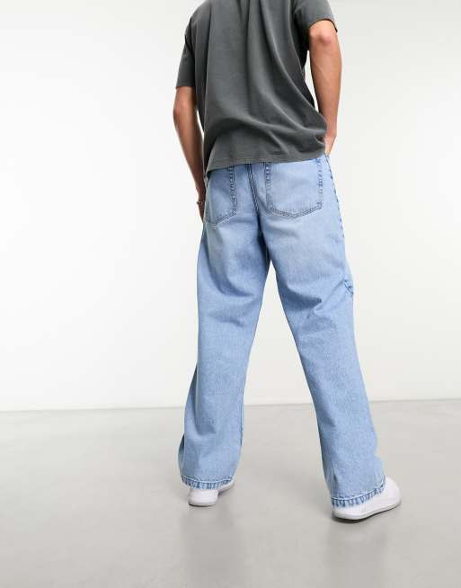 ASOS DESIGN wide hem baggy jeans in vintage light blue, 2 of 4