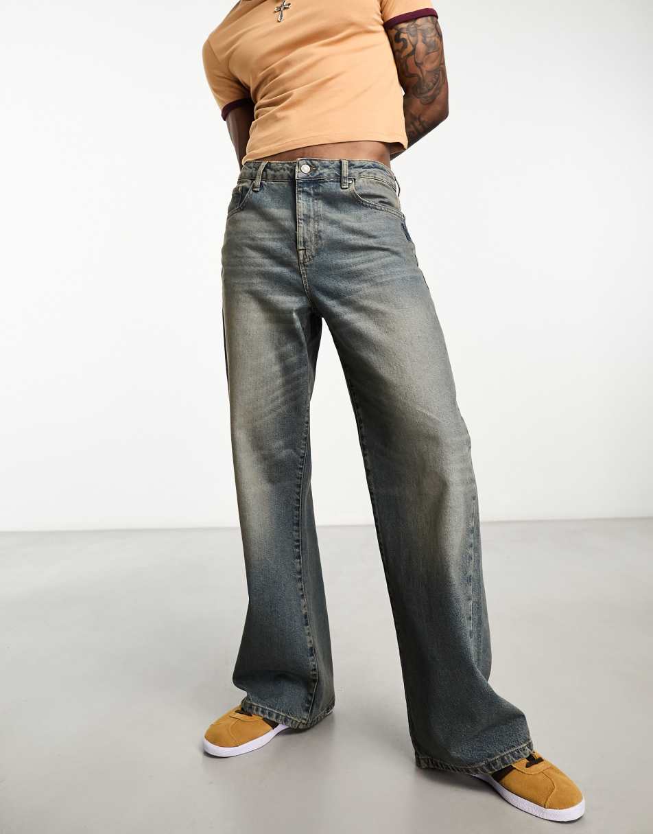 ASOS DESIGN wide hem baggy jeans in vintage tint