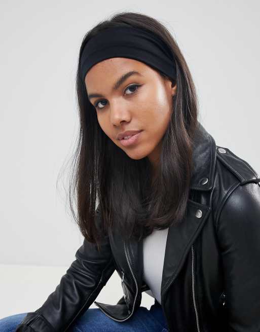 ASOS DESIGN wide jersey headband in black