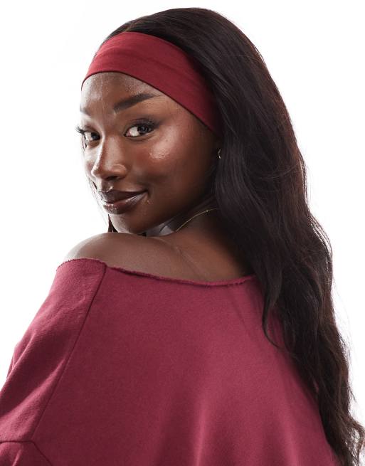ASOS DESIGN wide jersey headband in burgundy ASOS