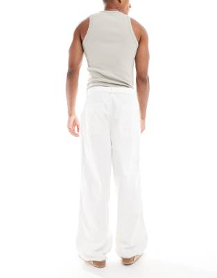 Asos Design Wide Leg Belted Pants With Front Pleats