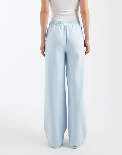 ASOS DESIGN wide leg brushback jogger in baby blue, 2 of 5