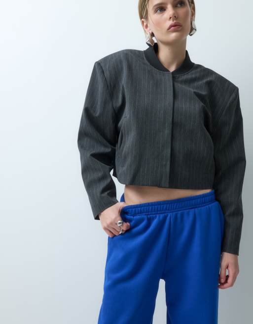 ASOS DESIGN wide leg brushback jogger in bright blue, 4 of 5
