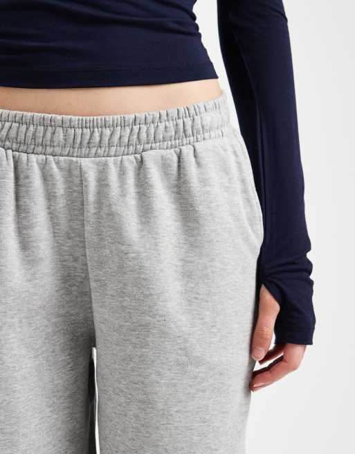ASOS DESIGN wide leg brushback jogger in grey marl, 2 of 5