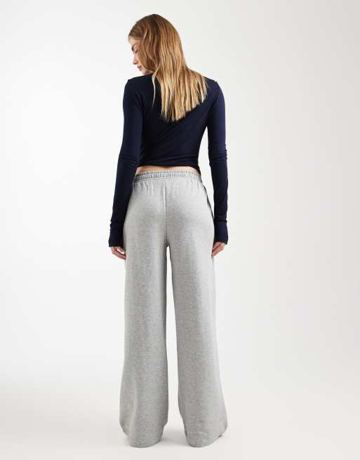 ASOS DESIGN wide leg brushback jogger in grey marl, 5 of 5