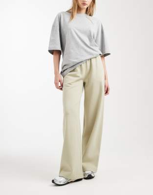 Asos Design Wide Leg Brushback Jogger In Gray