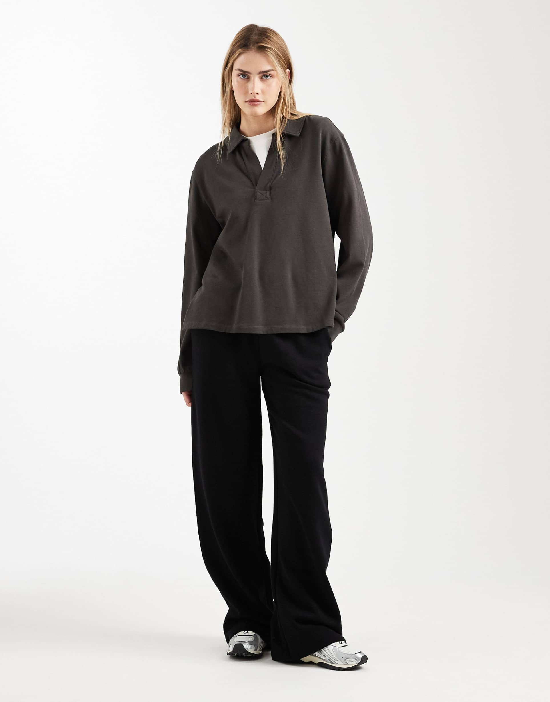 asos design wide leg brushback sweatpants in black