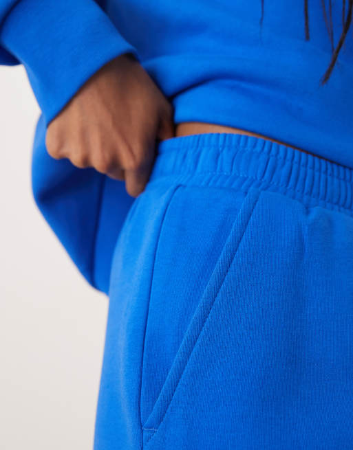 ASOS DESIGN wide leg brushback sweatpants in blue