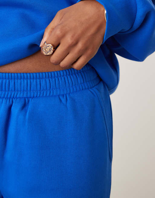 ASOS DESIGN wide leg brushback sweatpants in blue