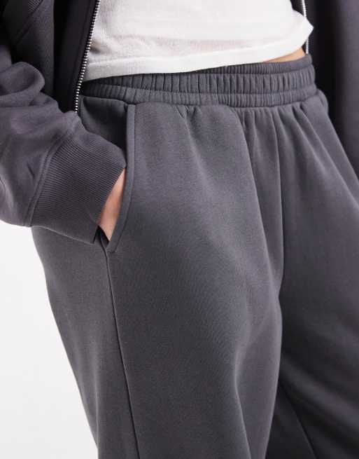 ASOS DESIGN Wide leg brushback sweatpants in dark gray, 4 of 5