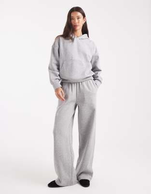 Asos Design Wide Leg Brushback Sweatpants In Gray