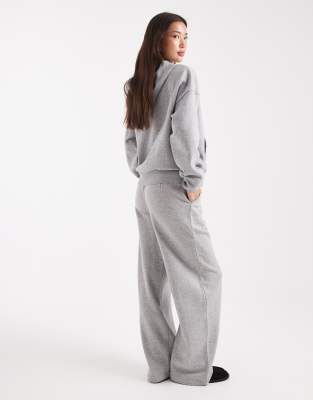 Asos Design Wide Leg Brushback Sweatpants In Gray