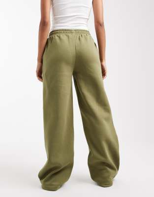 Asos Design Wide Leg Brushback Sweatpants In Green