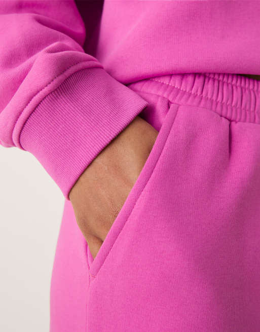 ASOS DESIGN wide leg brushback sweatpants in pink
