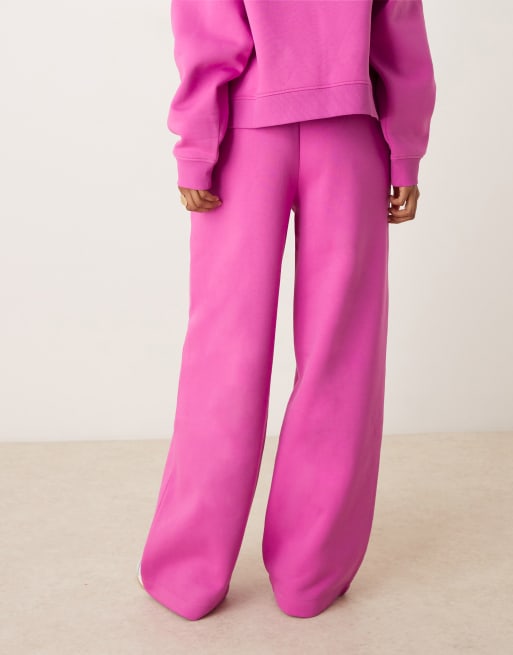 ASOS DESIGN wide leg brushback sweatpants in pink