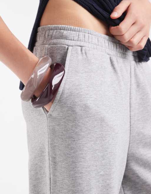 ASOS DESIGN Wide leg brushback trackies in grey, 4 of 5
