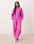 [ASOS DESIGN] ASOS DESIGN wide leg brushback trackies in pink XS PINK