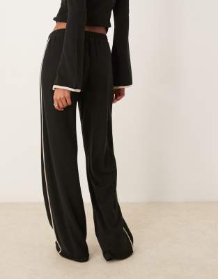 [s/e/o]★DIVIDED PIPING PANTS H&M Divided Black and White Striped Pants Skze Medium Flowy
