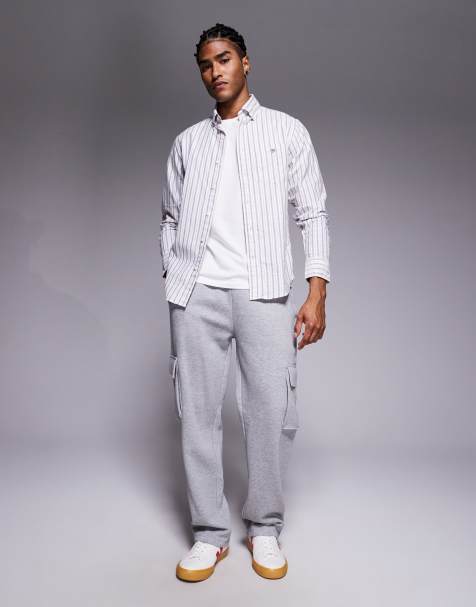 ASOS DESIGN wide leg cargo jogger in grey marl - view 1