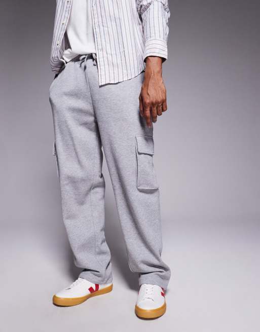 ASOS DESIGN wide leg cargo jogger in grey marl, 2 of 5