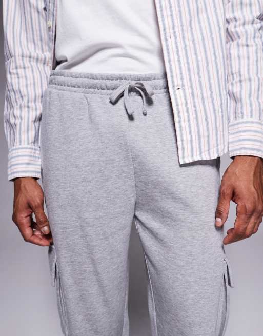 ASOS DESIGN wide leg cargo jogger in grey marl, 5 of 5