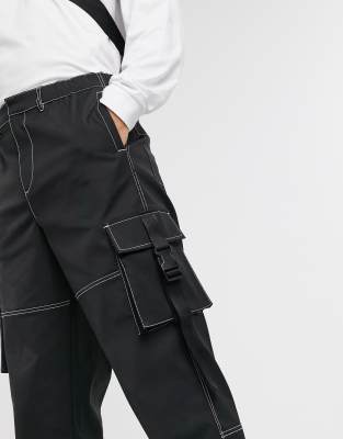 contrast stitch cargo pants mens