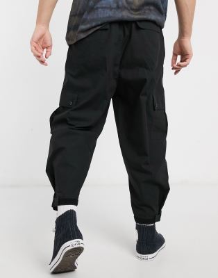 black wide leg cargo trousers