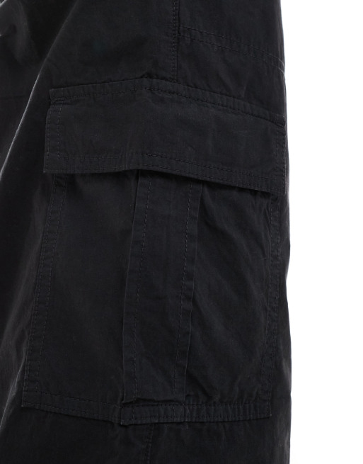 ASOS DESIGN wide leg cargo pants in black