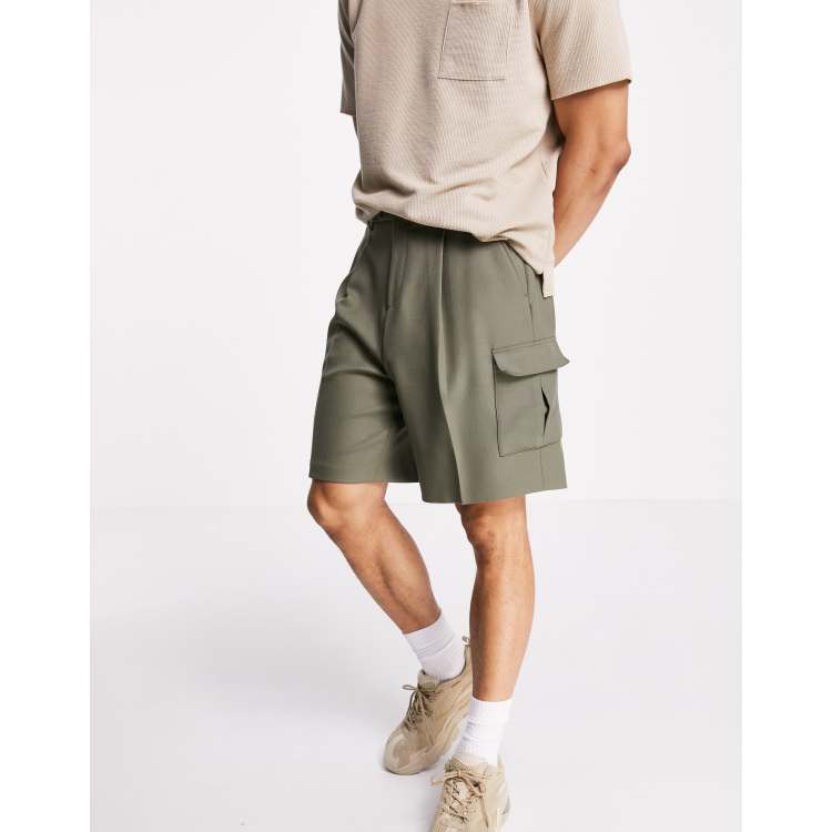 パンツ 2025ss WIDE CARGO SHORT PANTS ASOS DESIGN wide leg cargo shorts in green crepe | ASOS