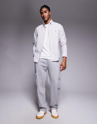 Asos Design Wide Leg Cargo Sweatpants In Gray