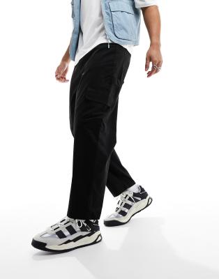 ASOS DESIGN wide leg cargo trouser in black - view 1