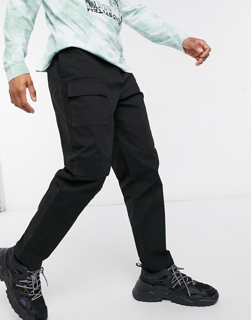 ASOS DESIGN wide leg cargo trousers in black