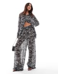 [ASOS DESIGN] ASOS DESIGN wide leg chiffon pants in zebra print (part of a set)-Multi XS Zebra