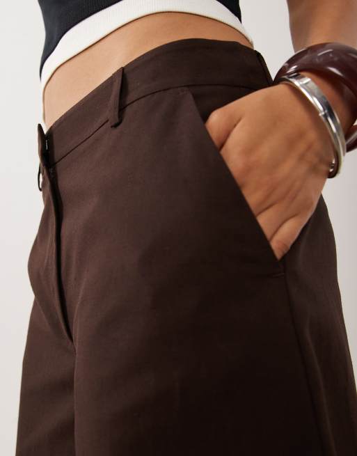 ASOS DESIGN wide leg clean bermuda shorts in chocolate brown, 5 of 5