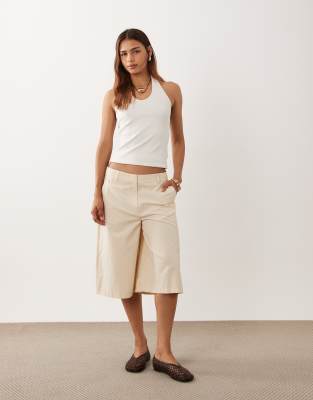 Asos Design Wide Leg Clean Bermuda Shorts In White