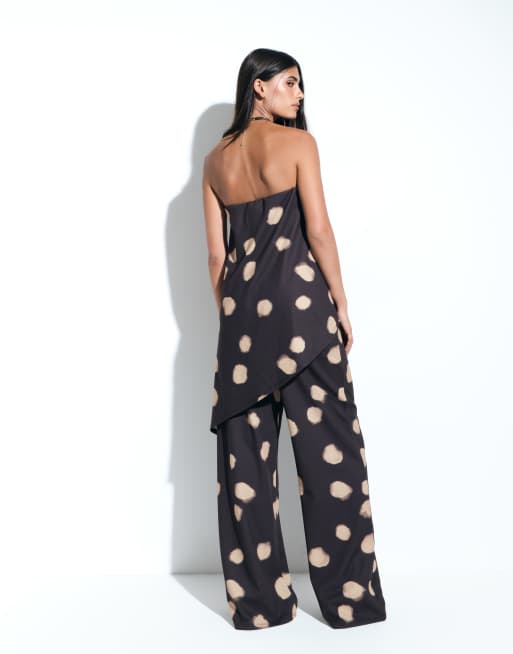 ASOS DESIGN wide leg co-ord trouser in blurred spot print, 3 of 5