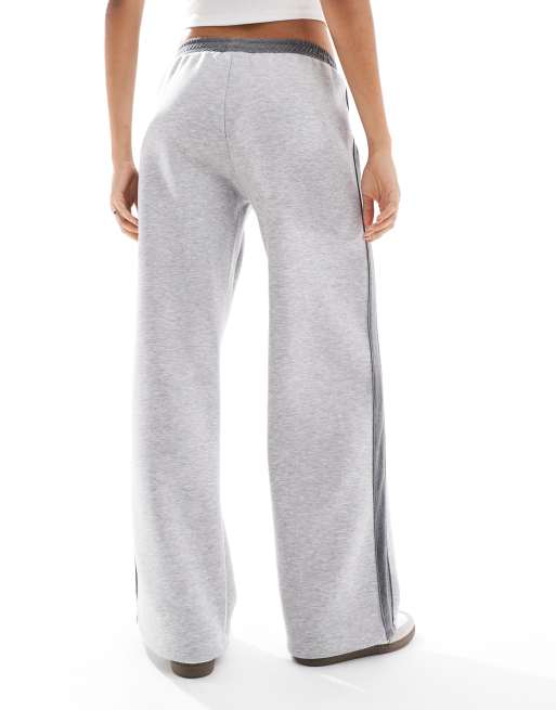 ASOS DESIGN wide leg contrast panel sweatpants in light gray