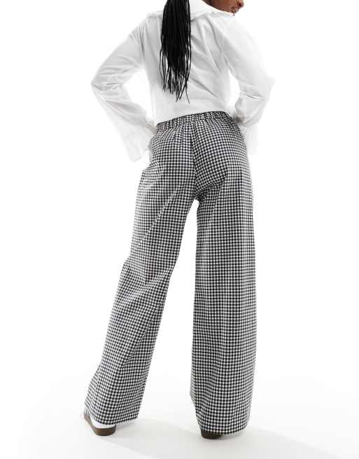 【BAON】Mamiko pintuck string wide cotton banding pants Women's Wide Leg High Waist Pants Smocked Elastic Waist
