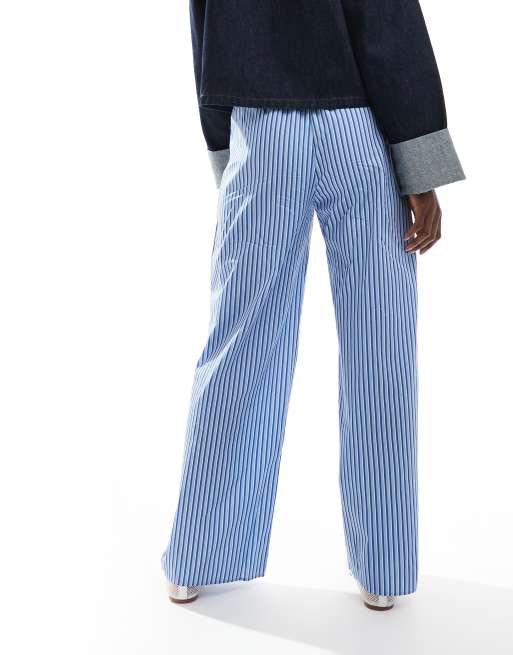 STRIPPED BLUE Print Palazzo Pants. Formal Wear/ Lounge Wear