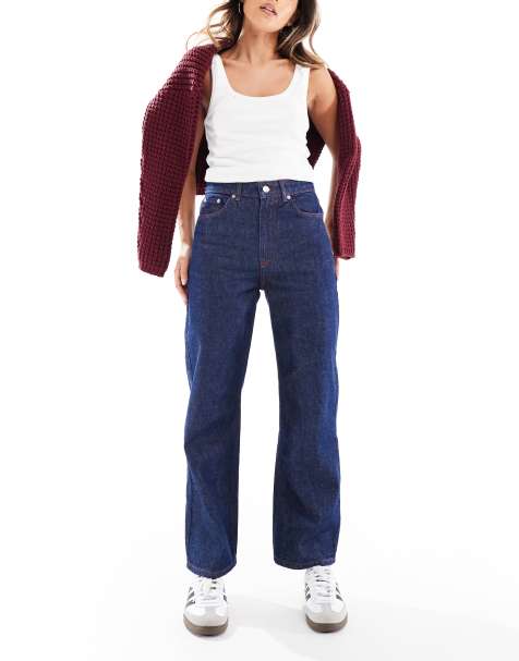 ASOS DESIGN wide leg cropped jean in dark indigo - view 1