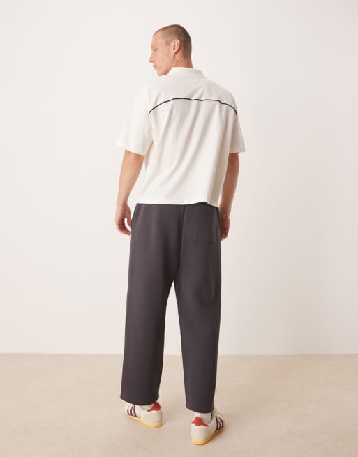 ASOS DESIGN wide leg cropped sweatpants in charcoal