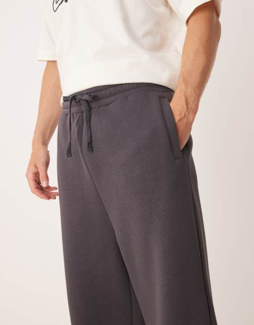 ASOS DESIGN wide leg cropped sweatpants in charcoal