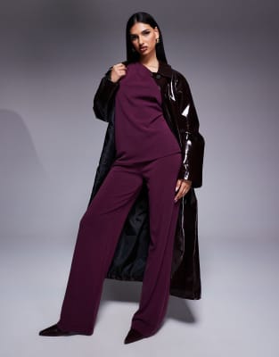 Asos Design Interlock Wide Leg Pants In Brown