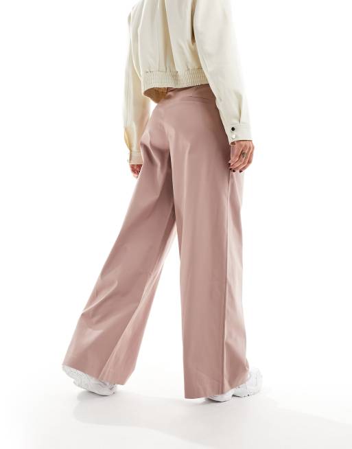 ASOS DESIGN wide leg D-ring tailored pants in mink | ASOS
