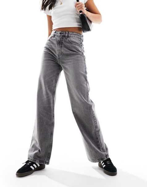 ASOS DESIGN wide leg dad jean in grey - view 1